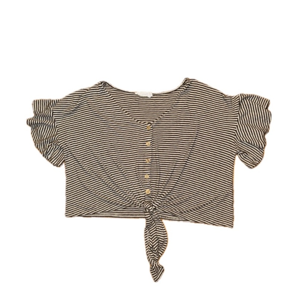 Lush Brand Women’s Striped Tie-Front Cropped Top